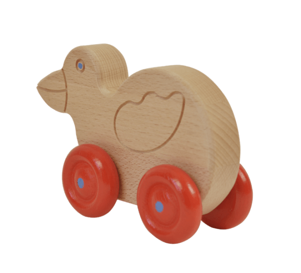 Houten speelgoed dier op wielen